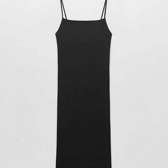 zara black spaghetti strap dress Zara Women's Black Satin Slip Dress XS – Preworn main image 0